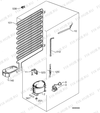 Взрыв-схема холодильника Electrolux ERB3360 - Схема узла Cooling system 017